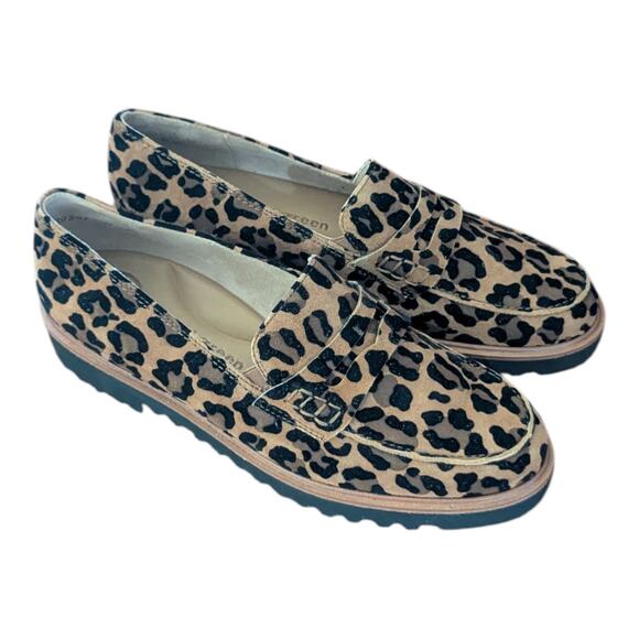 Paul Green Shoes - New Paul Green Woman Zelda Loafer Leo Sisal Velvet Leopard Size 7 (UK 4.5)